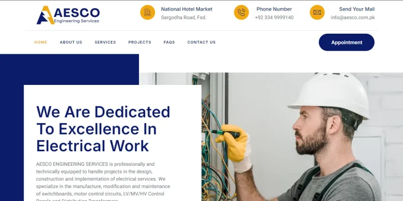 Aesco Engineering Services Website View Port Capture