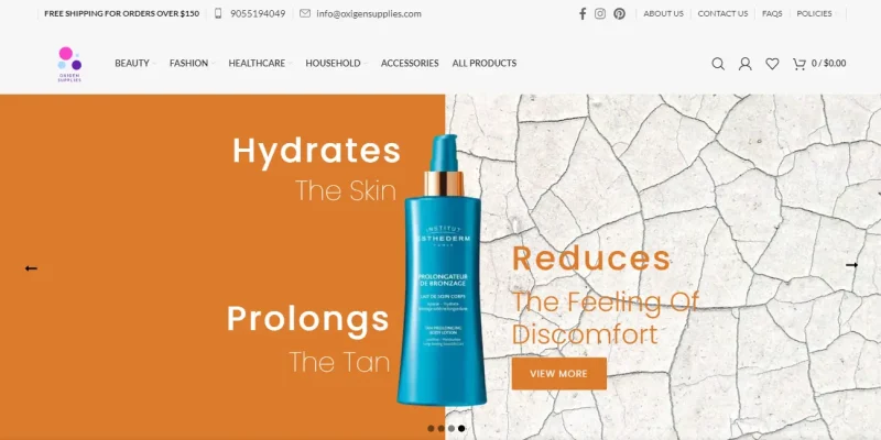 Oxigen Supplies Website View Port Capture